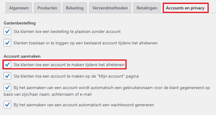 accountbeheer inschakelen