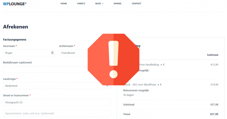 woocommerce afrekenpagina problemen