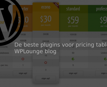 Beste pricing table plugins wordpress