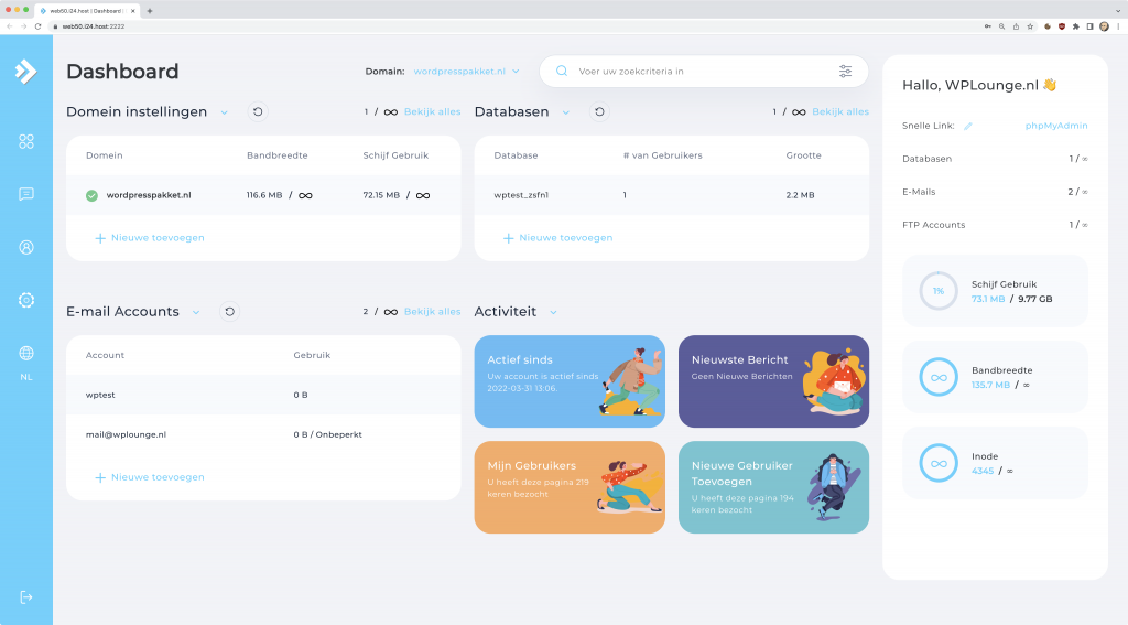Nederlandse DirectAdmin bij i24 WordPress Hosting