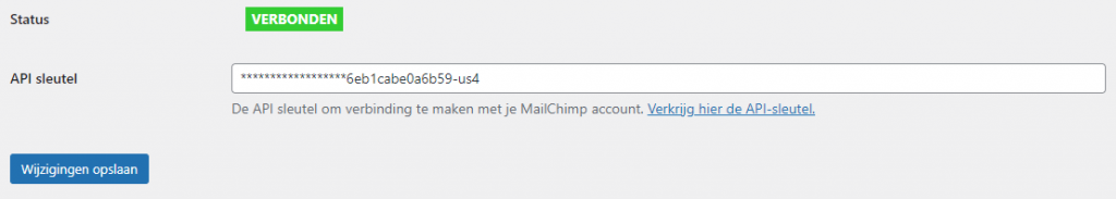 mailchimp koppelen aan wordpress API key 