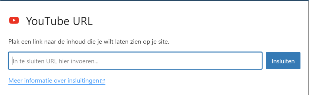 youtube url invullen om te embedden